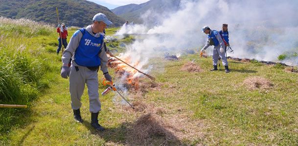 坊ガツル湿原 野焼き