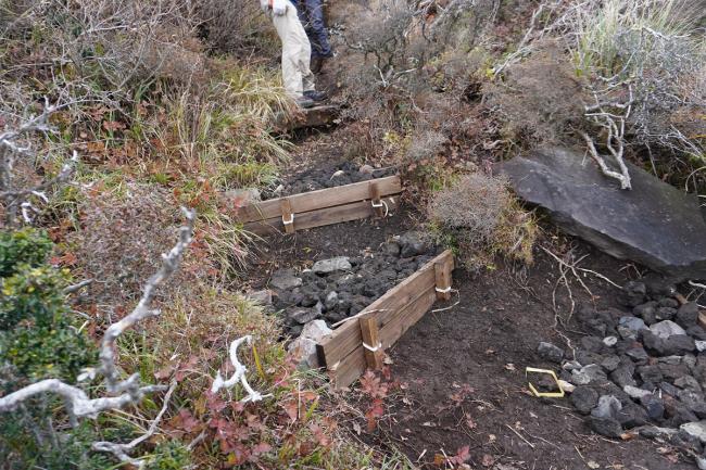 タイバックアンカー工法で整備した登山道