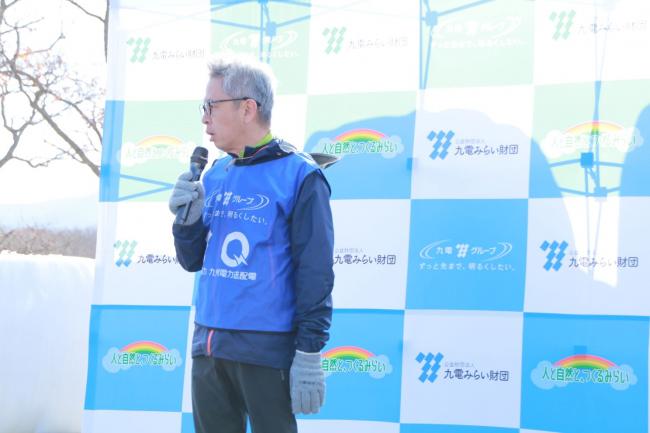 出発式で、九州電力 本田大分支店長からの挨拶