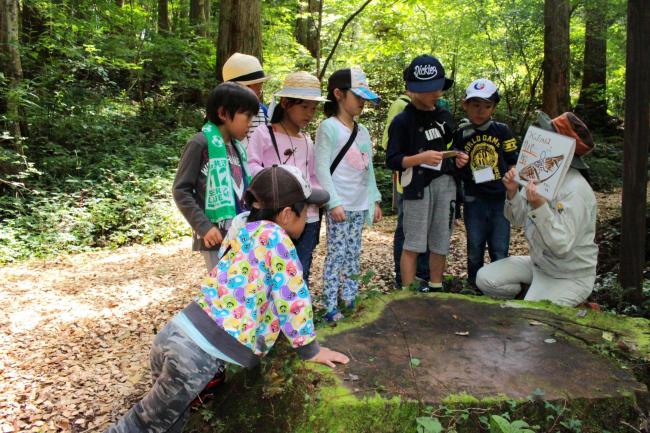 紙芝居「もりんちゅの物語」に 聴き入っています！