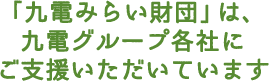 「九電みらい財団」は、九電グループ各社にご支援いただいています